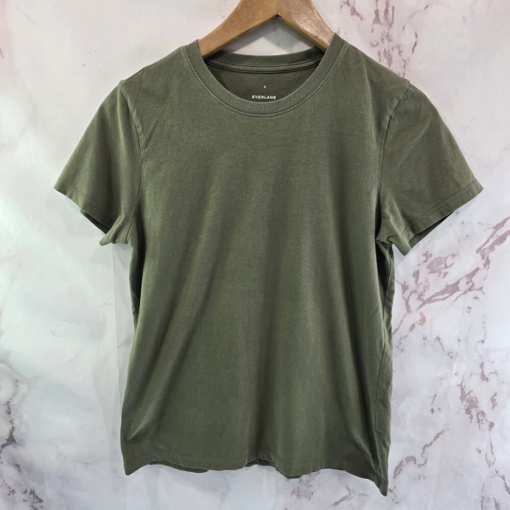 Everlane T Shirt Womens Green Crewneck Longline Tee Organic Cotton Short